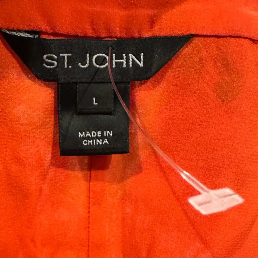 ST JOHN SILK FLORAL LINED SLEEVELESS COLORFUL ORANGE PRINT BLOUSE TOP L - Image 4