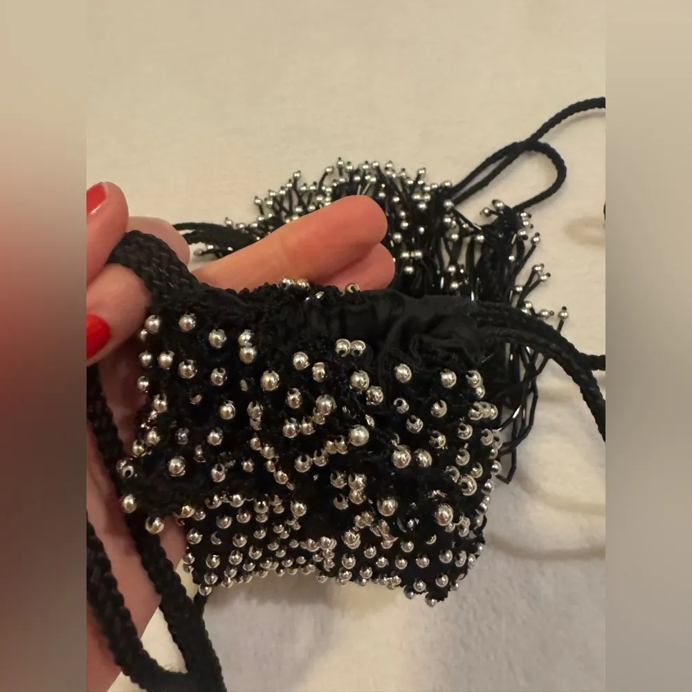 Black Beaded Crossbody Bag - Image 5