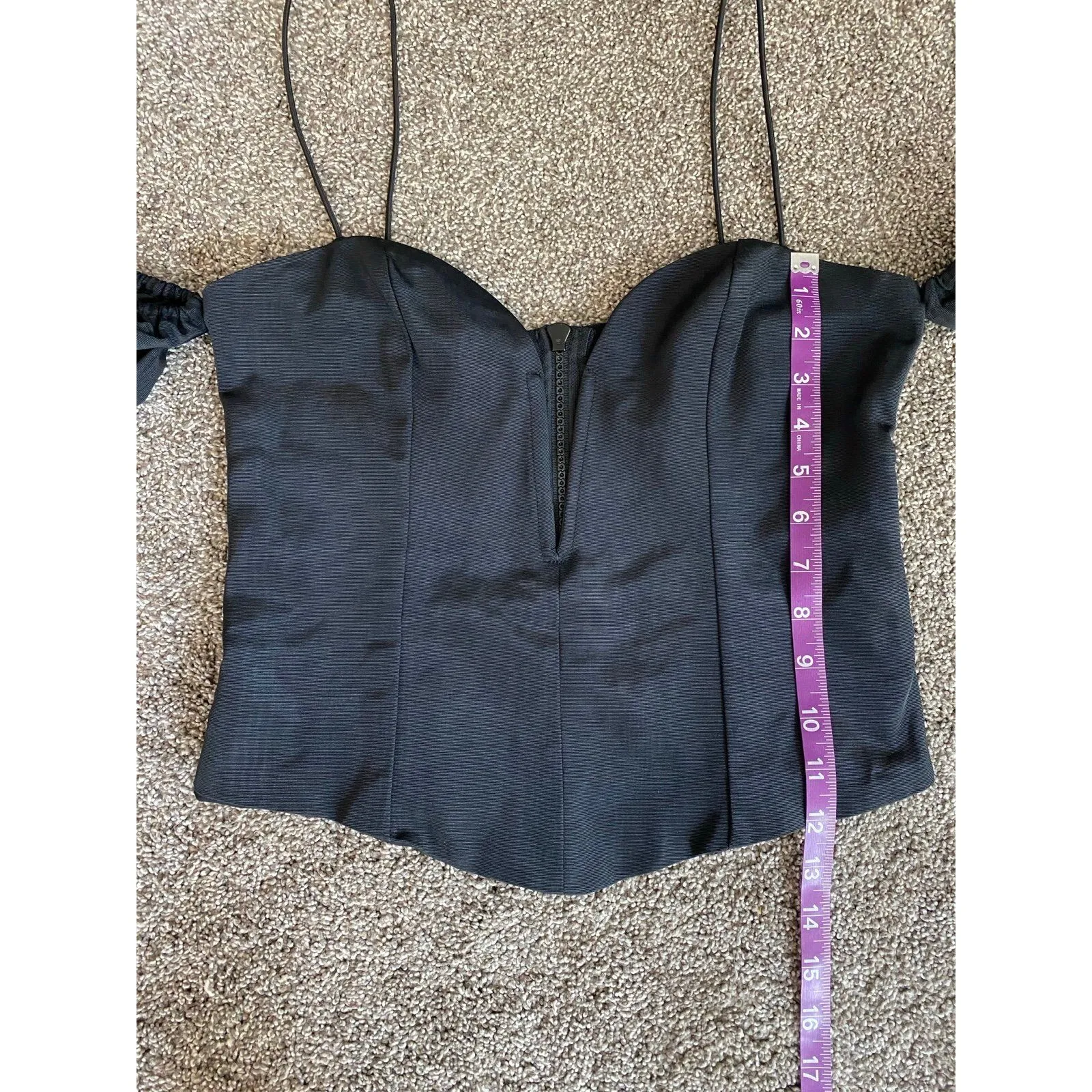 For Love & Lemons Black Corset Top with Puff Sleeves - Image 8