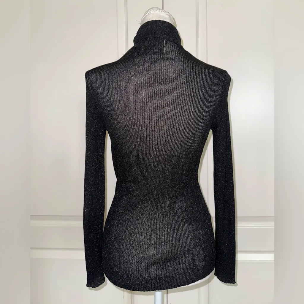 Vintage 60’s Joseph Magnin Willee Woo Black Metallic Turtleneck Sweater Medium - Image 3