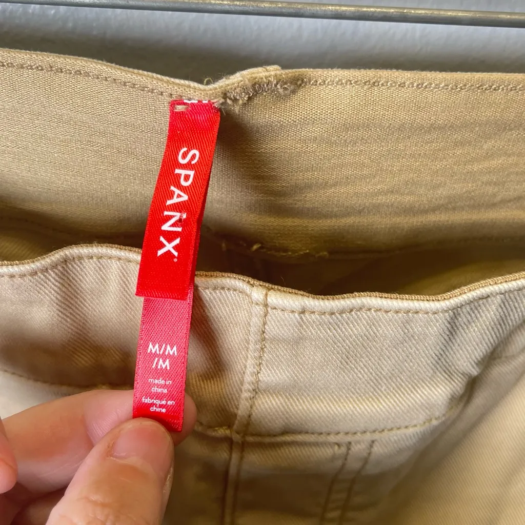 SPANX Women’s Stretch Twill‎ Cropped Wide Leg Pant  Khaki Size Medium - Image 4