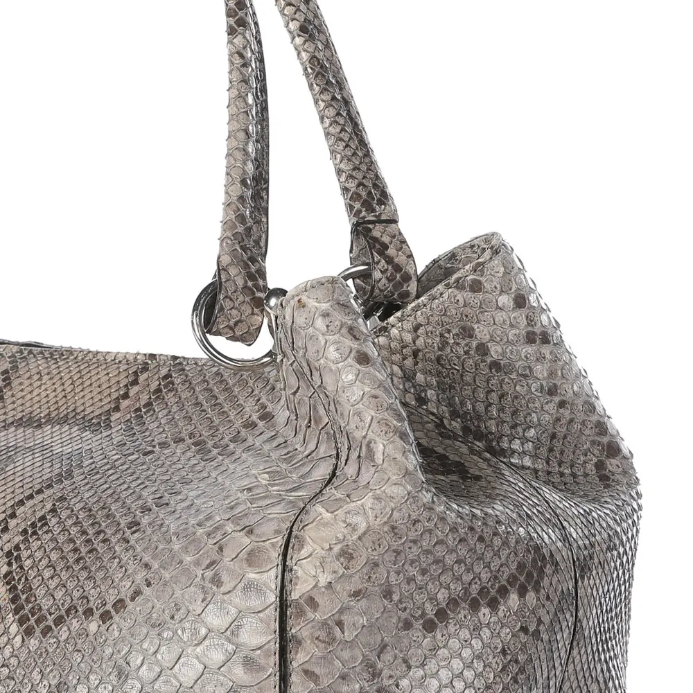 Cape Cobra Grey Snakeskin Large Shoulder Bag Gray - Image 12