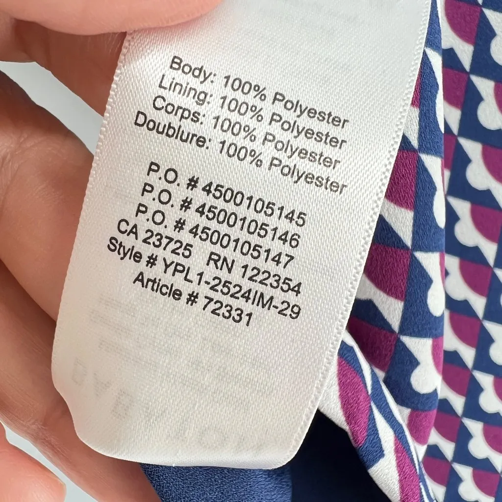 Babaton V-Neck Short Sleeve Multicolor Geometric Pattern Blouse Size XXS - Image 10