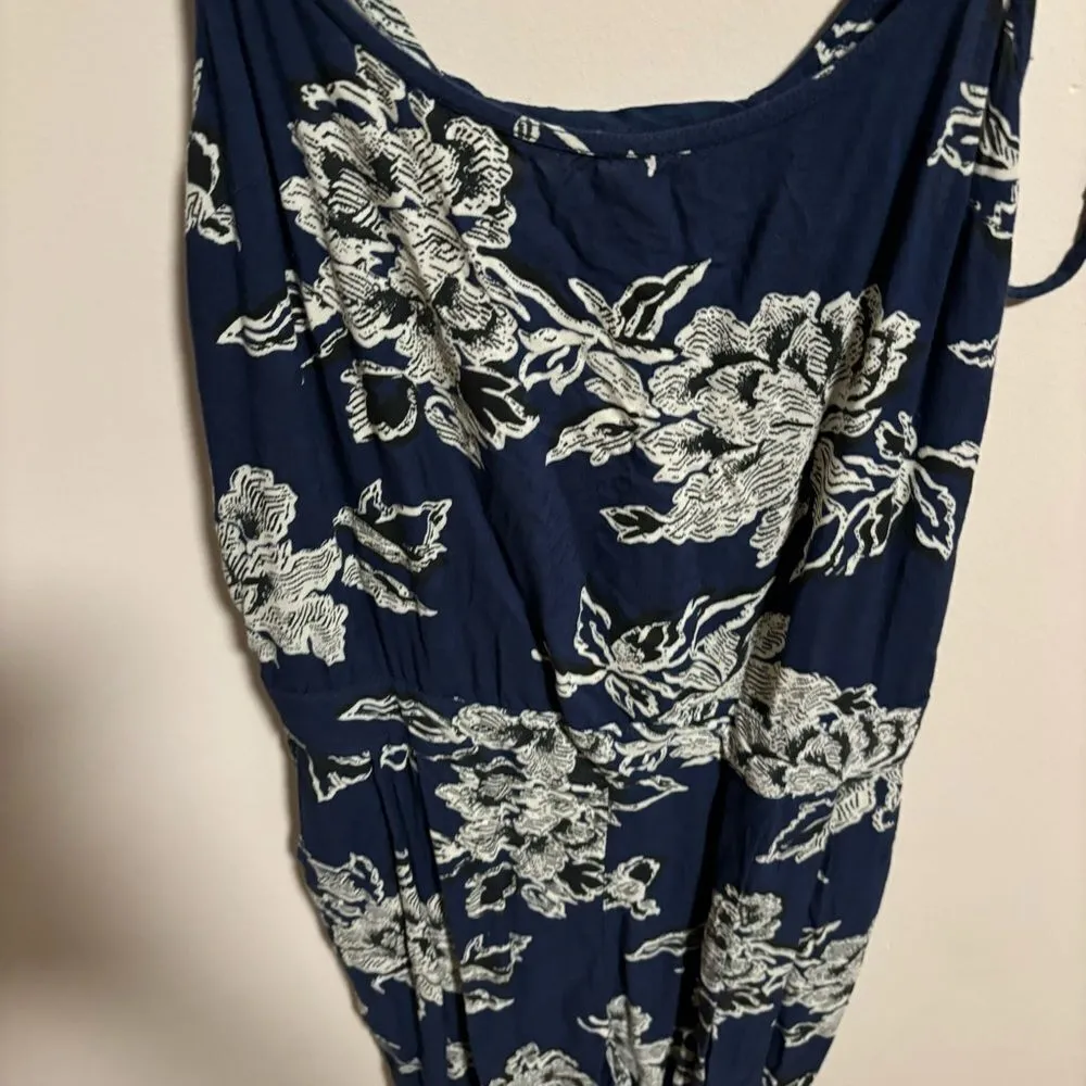 Abercrombie & Fitch Floral Blue Strappy Jumpsuit- Size Small - Image 5