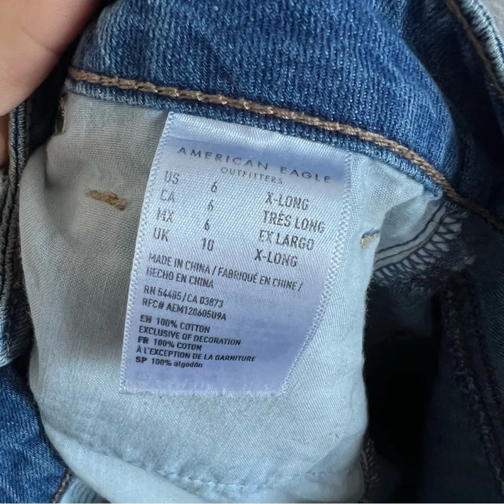 American Eagle Hi-Rise Tom Girl Super Distressed Extra Long 6 XLong - Image 2