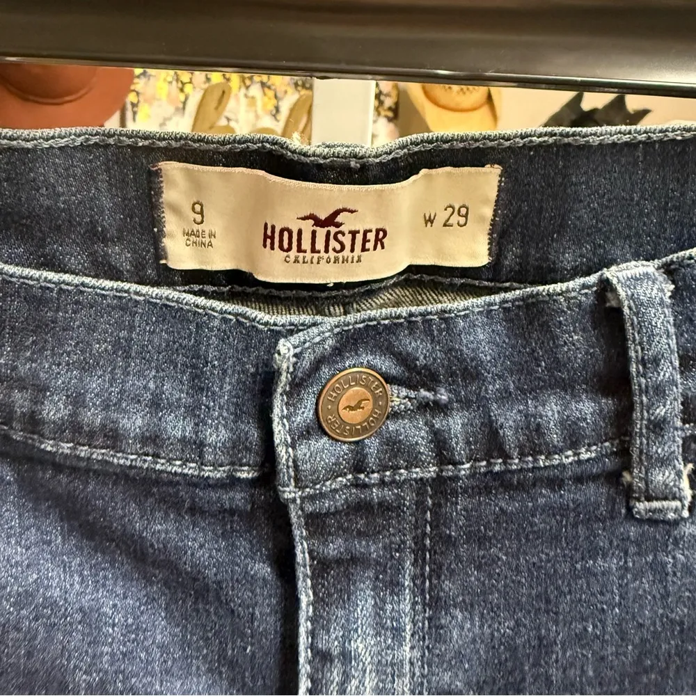 Hollister Vintage Classic Blue Roll Bottom Bermuda Jean Shorts - Image 3