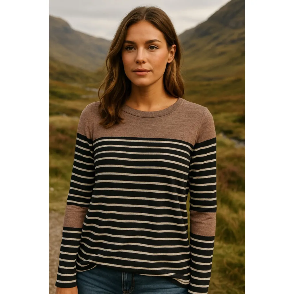 12PM by Mon Ami Sweater Striped Long Patch Sleeve Color Block Preppy Academia L - Image 2