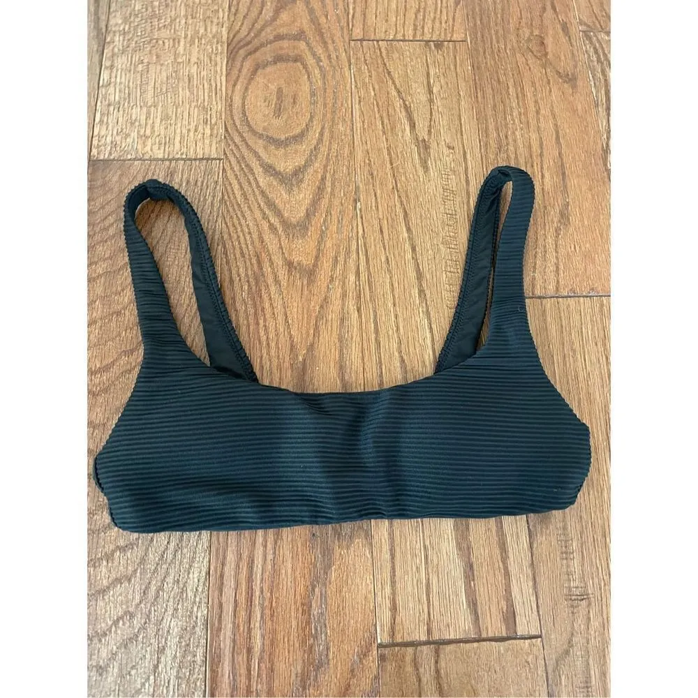 J.crew black ribbed square neck bikini and mid rise bottom xs - Image 6