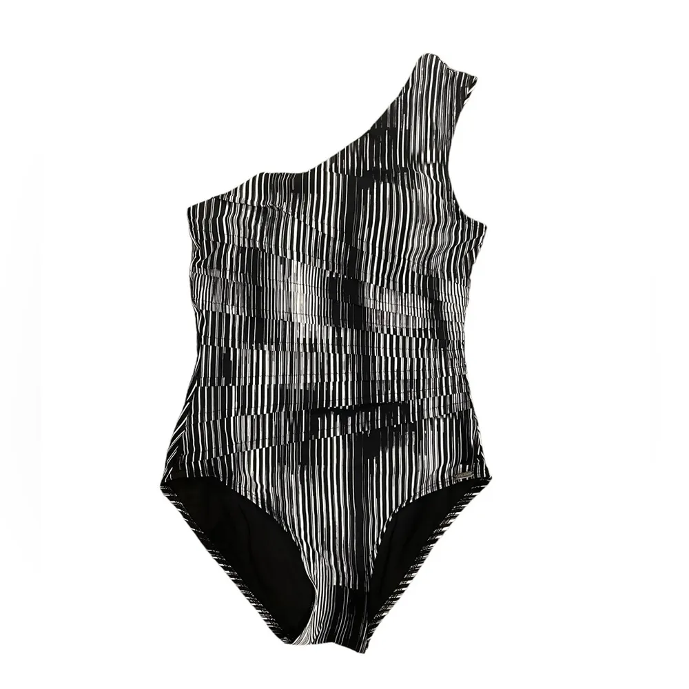 Calvin Klein BLACK MULTI One-Shoulder Starburst One-Piece - Image 4