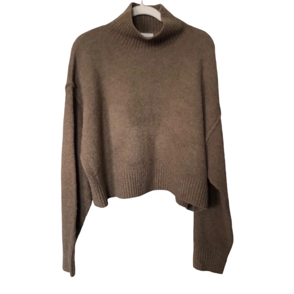 C Dissh Cleo Cropped Wool Taupe Brown Women Sweater Size XXL - Image 4