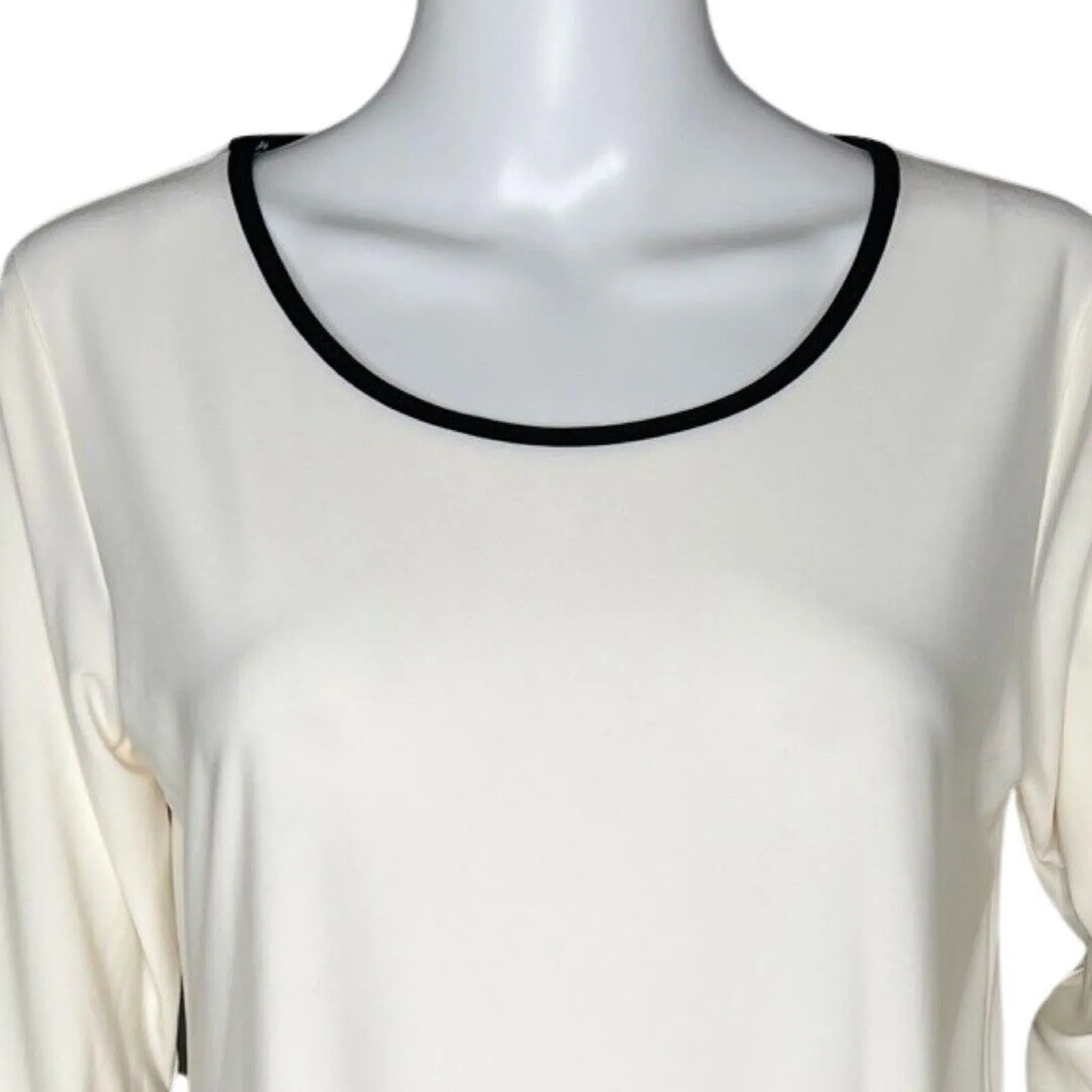 Sympli Tunic Top Womens 8‎ White Black Trim Minimalist Modern Casual Chic - Image 5