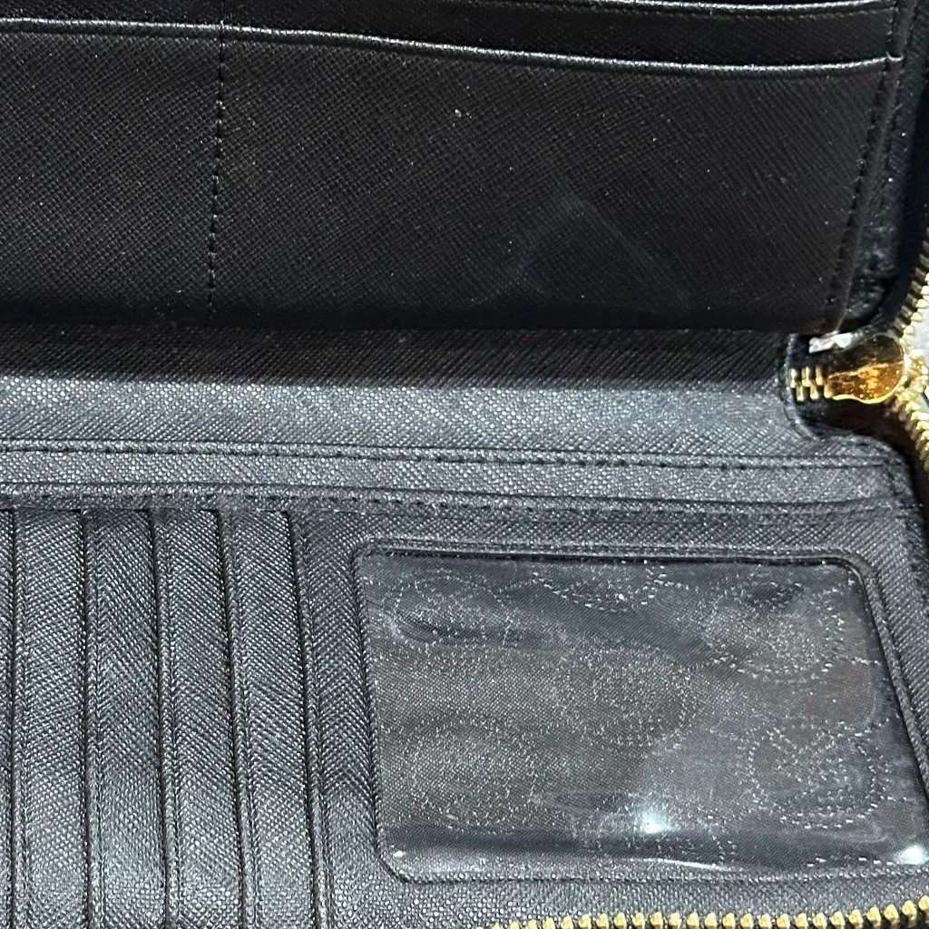 Michael Kors‎ Full Zip Around Black Leather Wallet Gold Hardware - Image 5