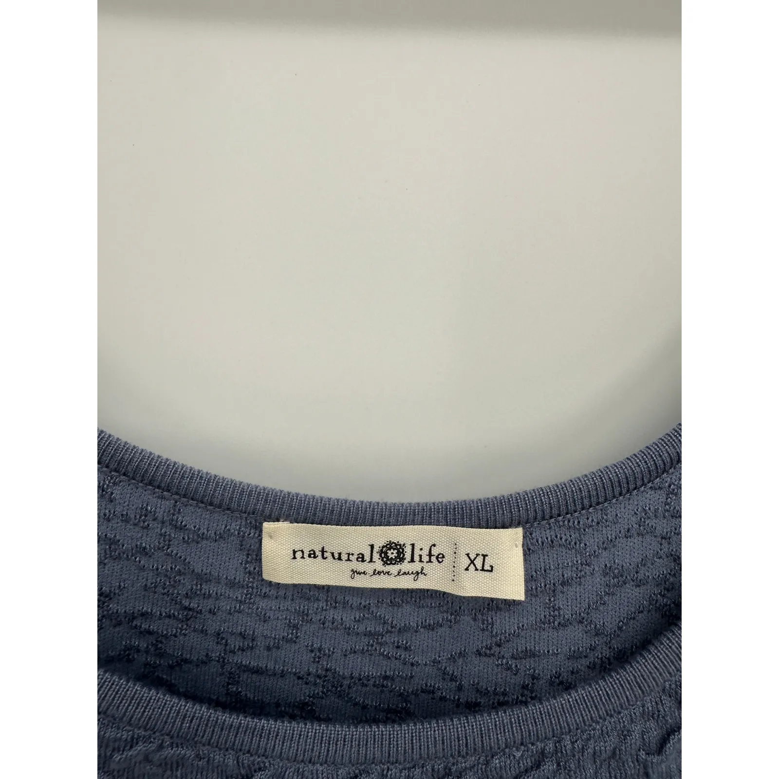 Natural Life Blue Square Neck Tank Top Women Sz XL Textured Coastal Fitted - Image 6