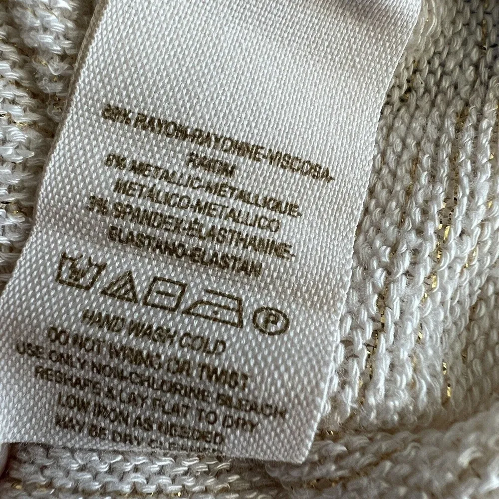 Urban Outfitters Extra Small Slouchy Cropped long Sleeve Knit Shirt White Gold - Image 8