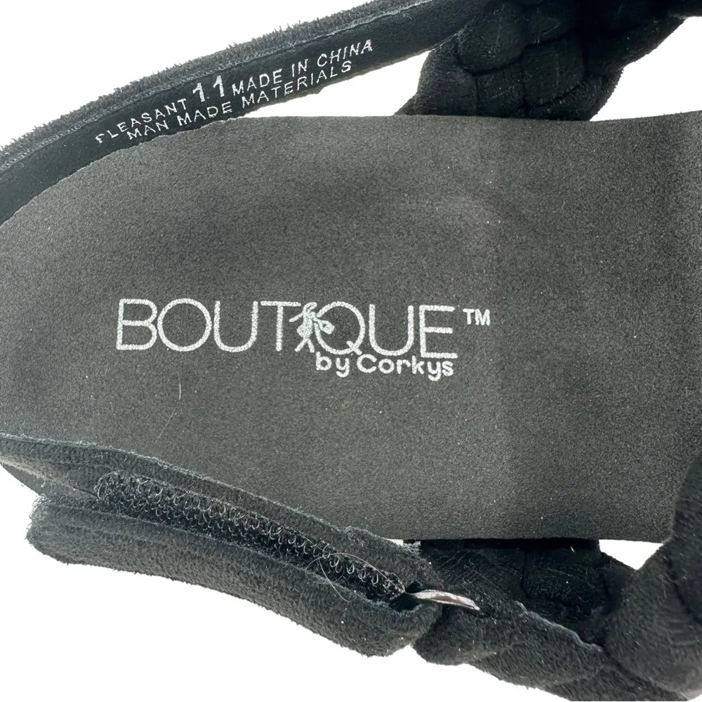 Corky’s Black Pleasant Leopard Print Wide Strappy Platform Wedge Sandals size 11 - Image 9