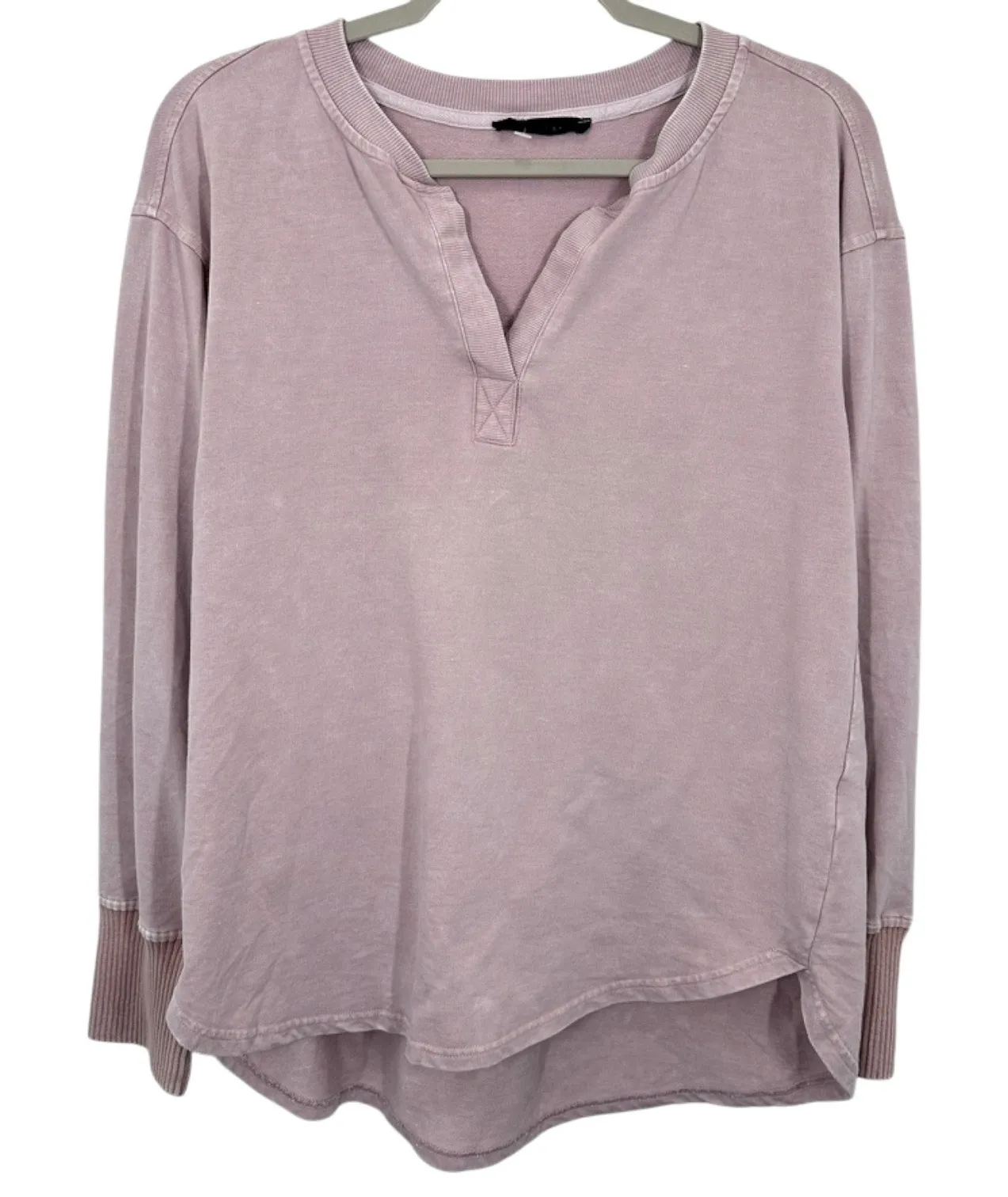 Jane + Delancy Pink Washed Henley Sweatshirt Long Sleeve Pullover Top Size S - Image 1