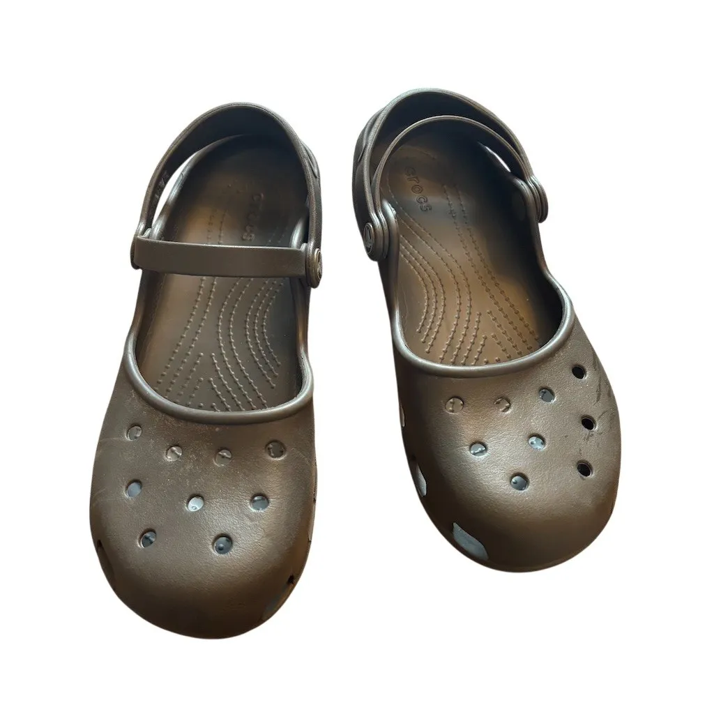 Crocs Karin Mary Jane Clogs Womens Size 8 Brown Slip On Comfort Shoes - Image 2