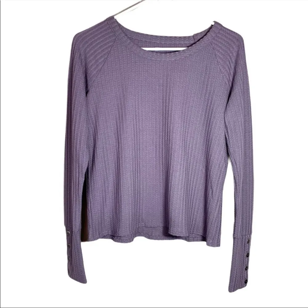 Chaser Lilac Purple Thermal Knit Long Sleeve Button Cuff T-Shirt S - Image 2
