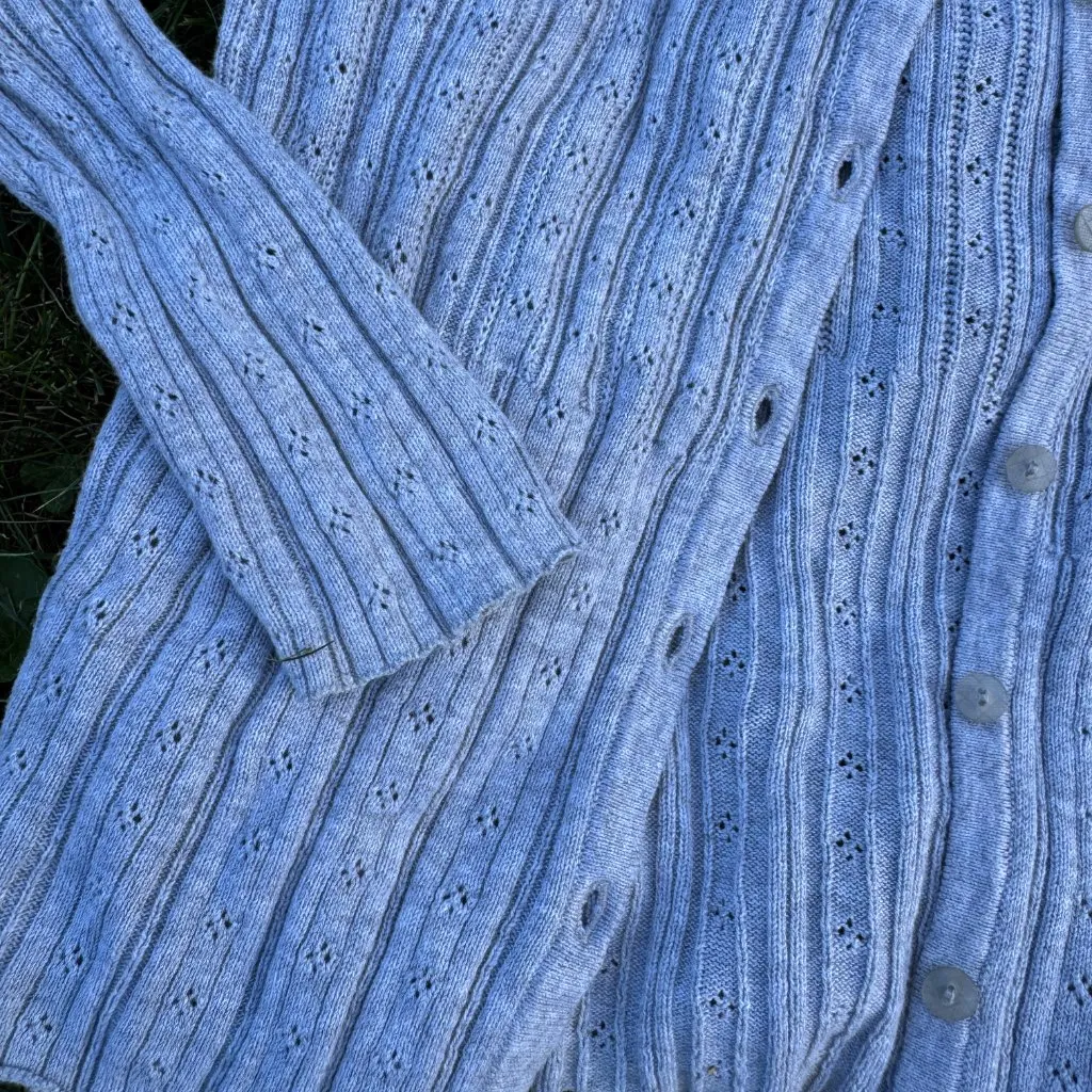 Eyelet Lace Gray Cardigan - Image 2