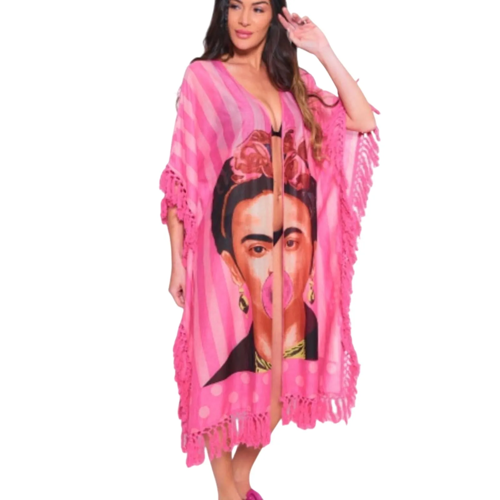 BEATNIK PHILOSOPHY Frida Kahlo Bubblegum Pink Kimono New with Tag Size undefined - Image 4
