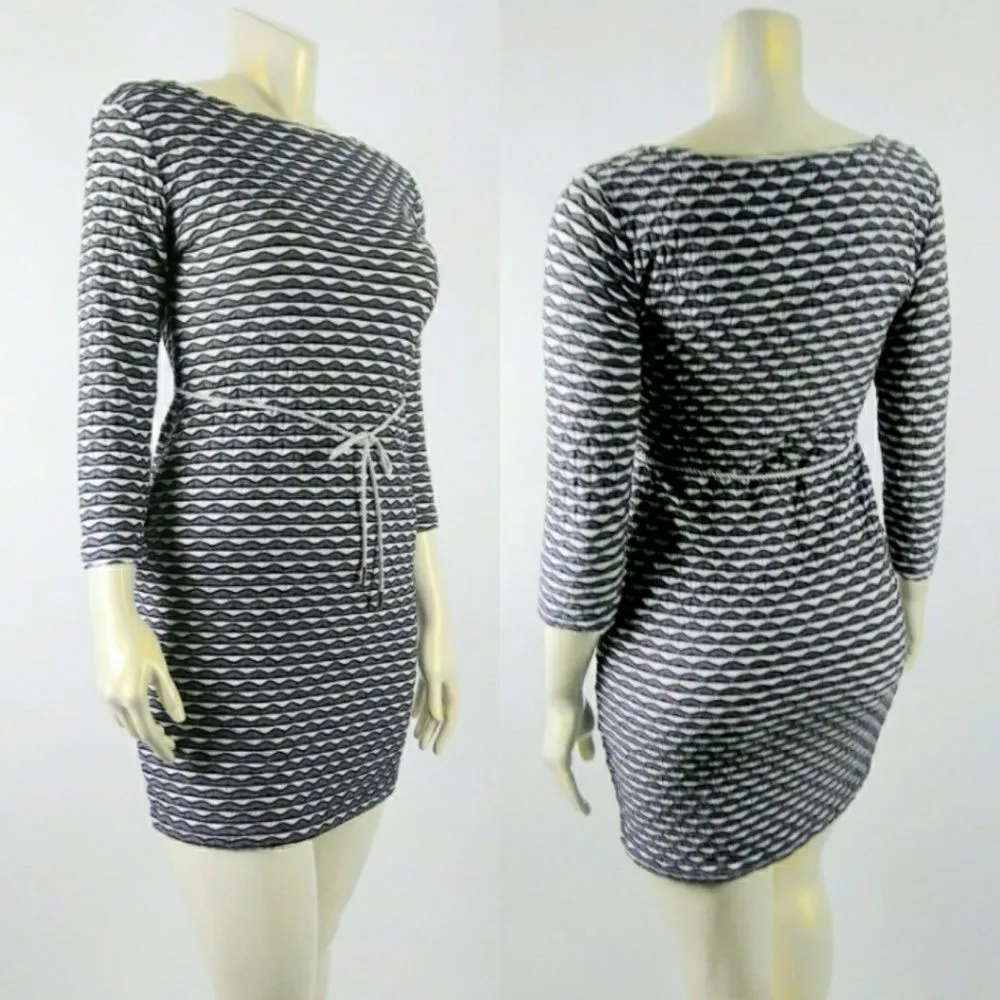 SHARAGANO Gray White Sheath Dress w/ Belt Size 10 - Image 8