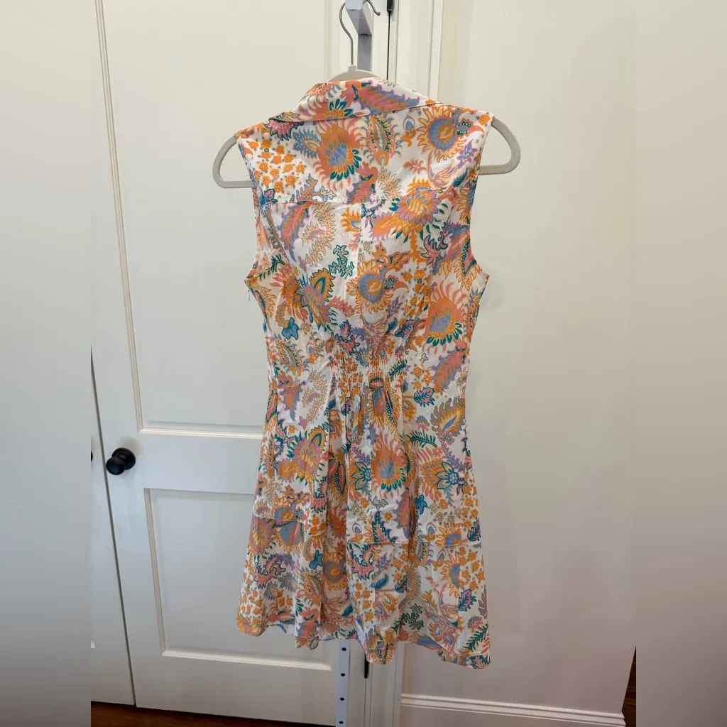 NWT Derek Lam 10 Crosby ‘Satina’ Sleeveless Shirt Dress in Orange Floral Paisley - Image 6