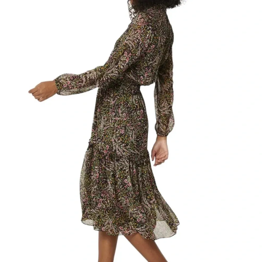 Misa Los Angeles Laysi Floral Tiered Long Sleeve Midi Dress Black Size XS NWT - Image 5