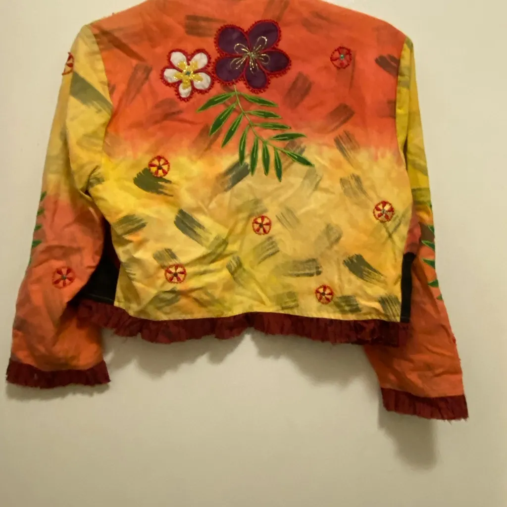 Minnie’s Closet Jacket Womens S Small Bust 34” Embroidered Butterfly Red Yellow - Image 10