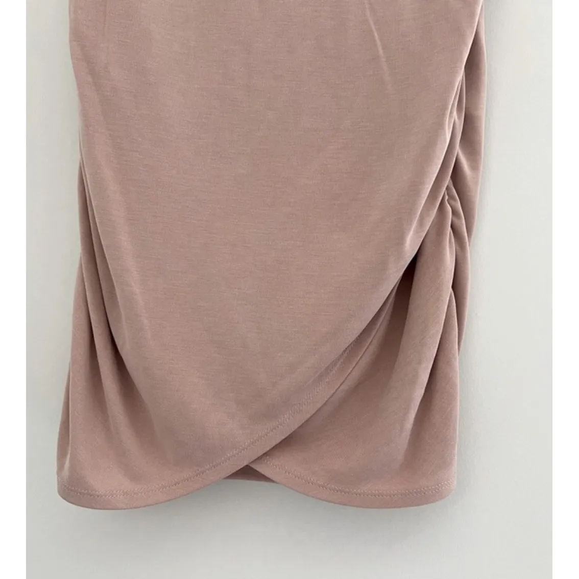 Express Ruched‎ Bodycon T Shirt Dress Beige XS Short Sleeve Casual Everyday - Image 4