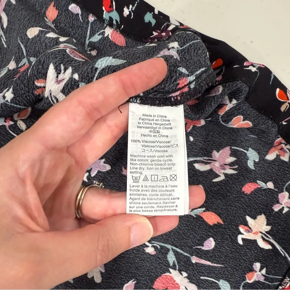 Madewell Petite V-Neck Button-Front Mini Dress in Drifting Flowers Size 8 EUC - Image 9