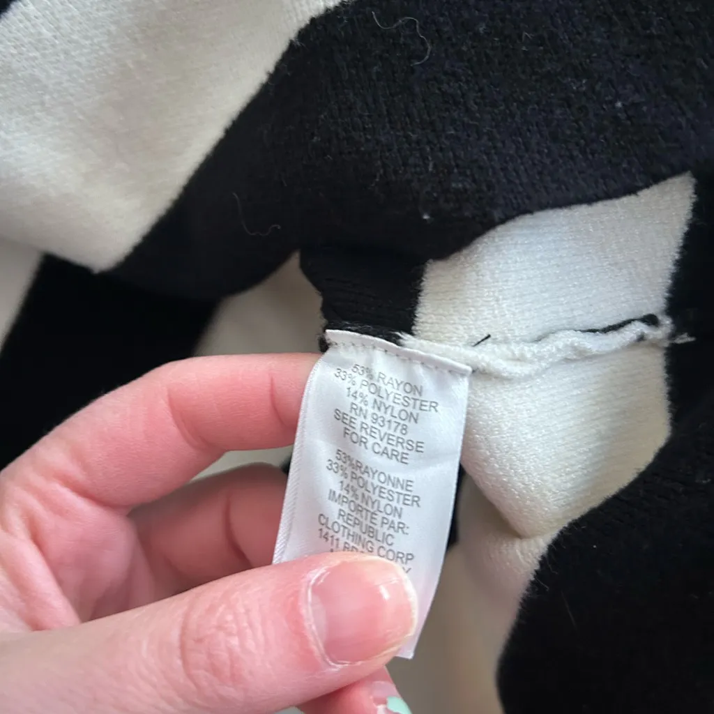 Industry Black and White Striped Women's Sweater collared medium - Image 6