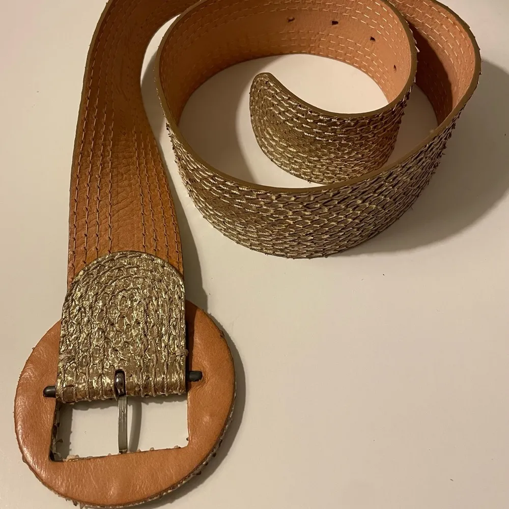 Reptile’s House Milano Women Vintage Gold Genuine Python Leather Belt - Image 3