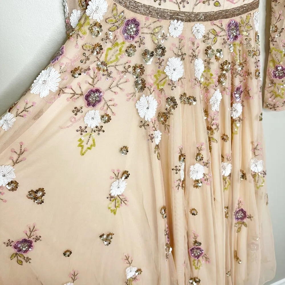 Mac Duggal 5716 Blush Pink Floral Tulle Embellished Cocktail Lenth Dress 6 NEW - Image 7