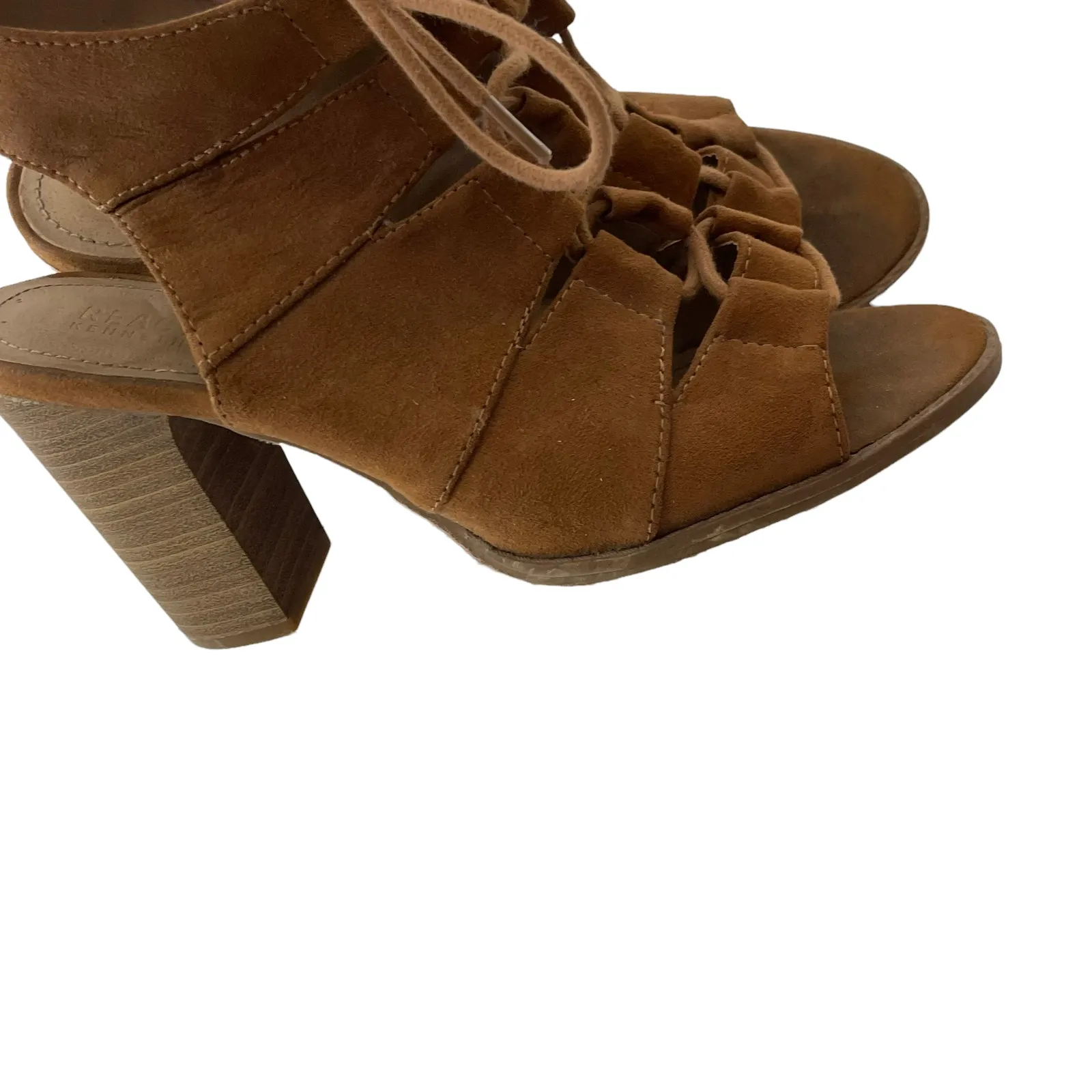 Kenneth‎ Cole Reaction Size 7 Brown Leather Lace Up Tie Chunky Heels - Image 4