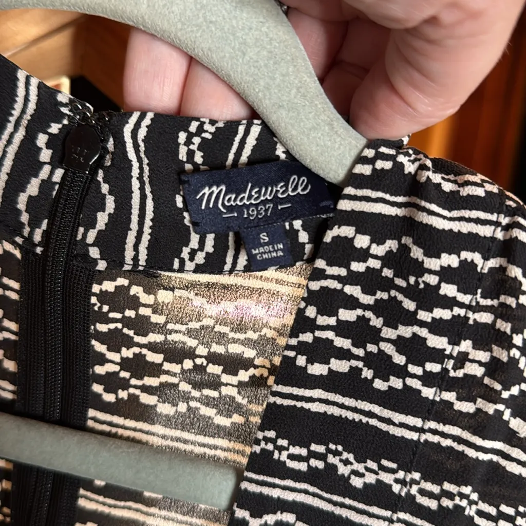 Madewell 100% Silk Black Aztec Kimono Romper Tidalwave Size Small - Image 5