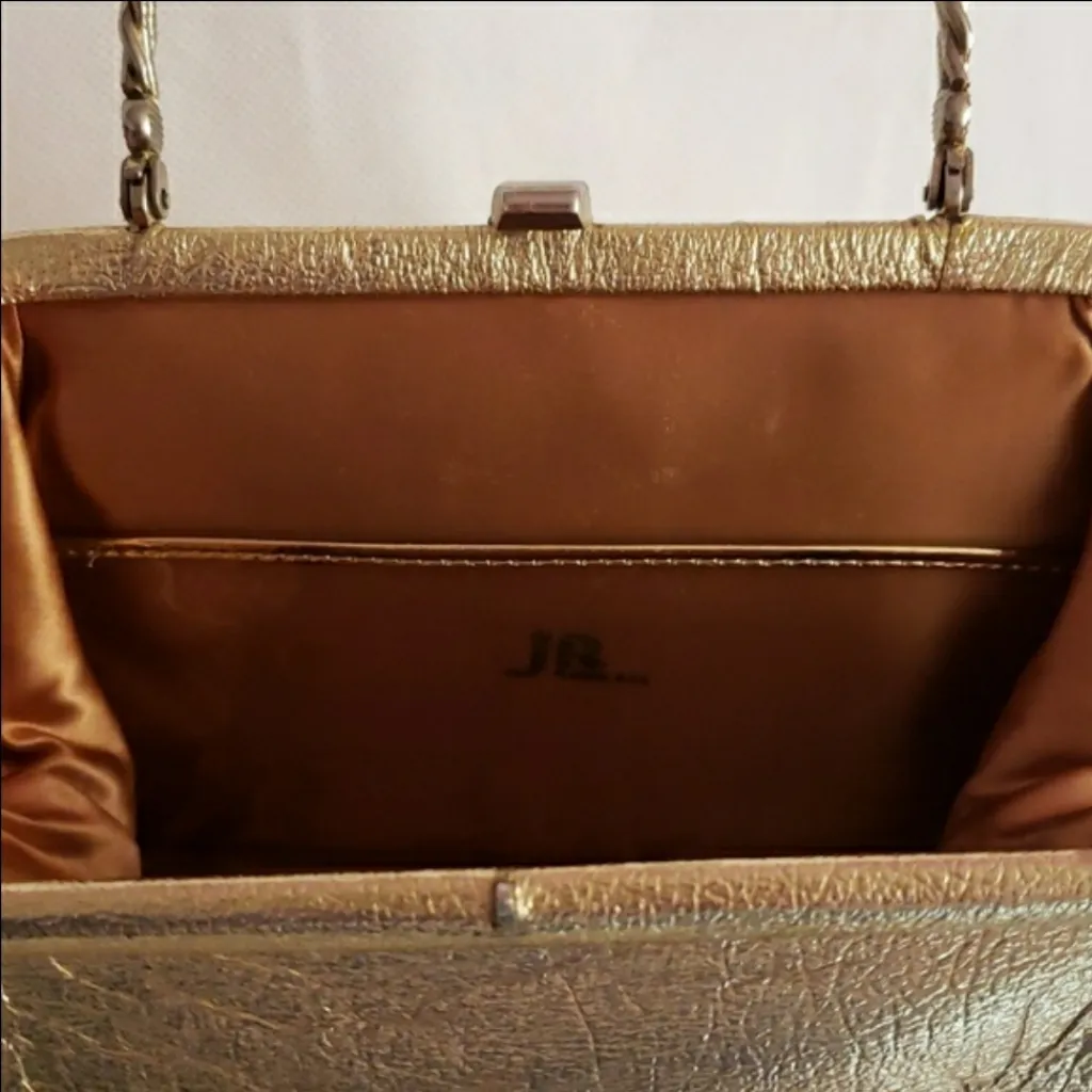 Vintage rare JR Florida gold glam handbag with gold metal handle - Image 15