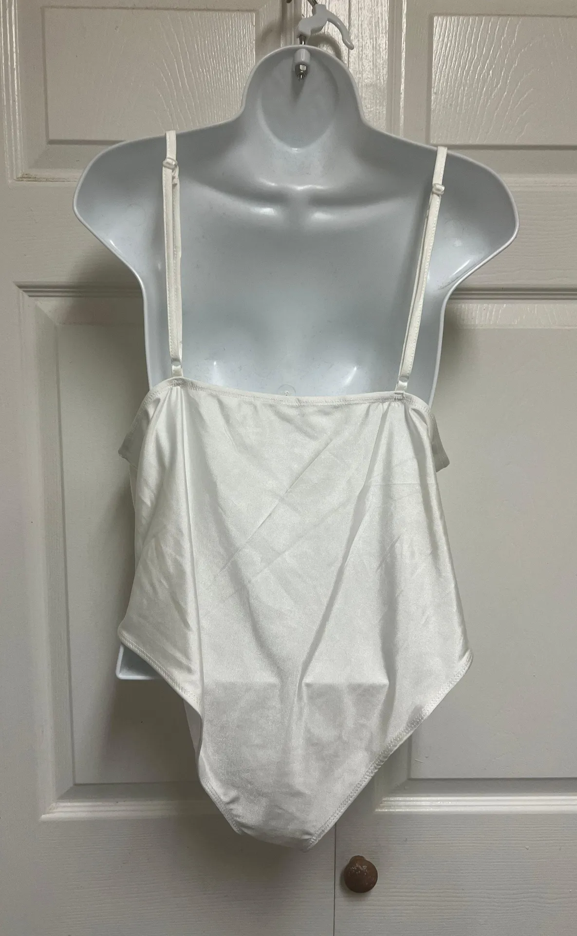 Sexy White Rhinestone Detail Ruched Bustier Cami Bodysuit - Image 7