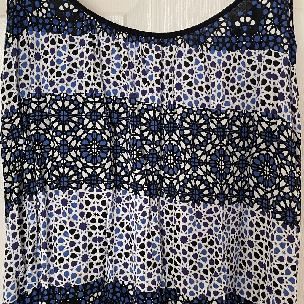 Sam & Lavi Los Angeles boho beachy blue & white flowy oversized midi dress M - Image 3