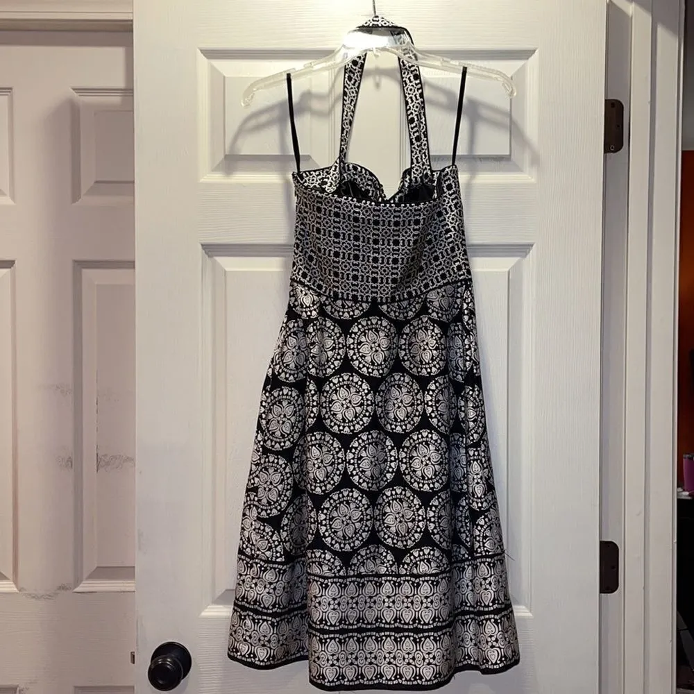 ✨WHBM Black & White Mandala Print Silk Halter dress - Image 4