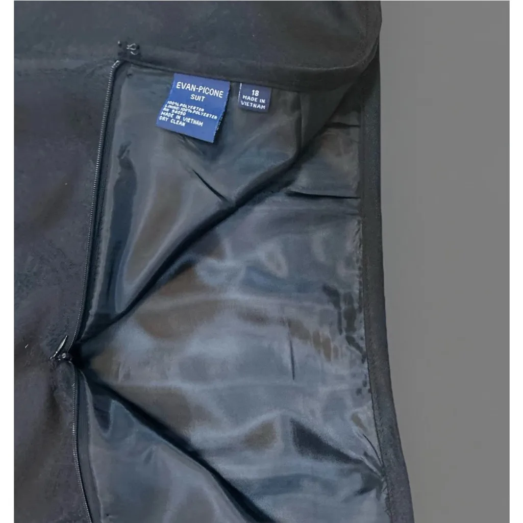 Le Suit Jacquard Evan Picone Middleton Skirt Suit Sz 16 Ruffle Collar - Image 9