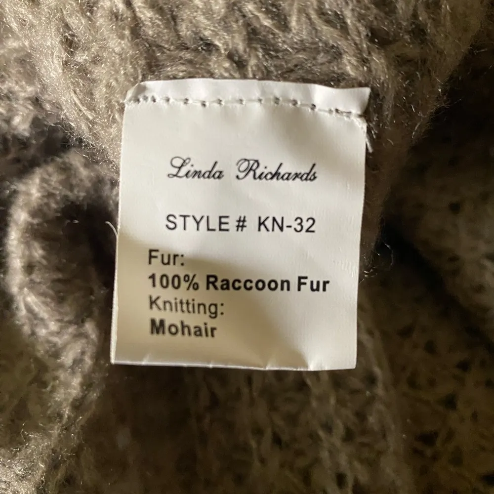 Linda Richards Luxury Raccoon And Mohair Cardigan Sweater Tan Size none - Image 5