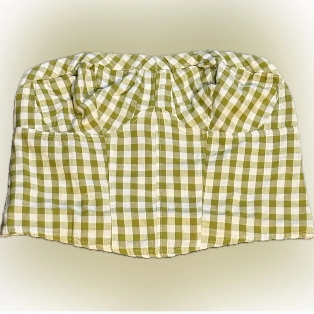 NWOT Free People Leilani Tube Top in Green Gingham Size Large - Image 8