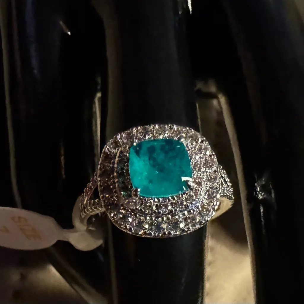 Bomb Party RBP3667 “A RARE OCCASION” Brazilian Emerald Fused Quartz Ring Sz 7 Green - Image 7