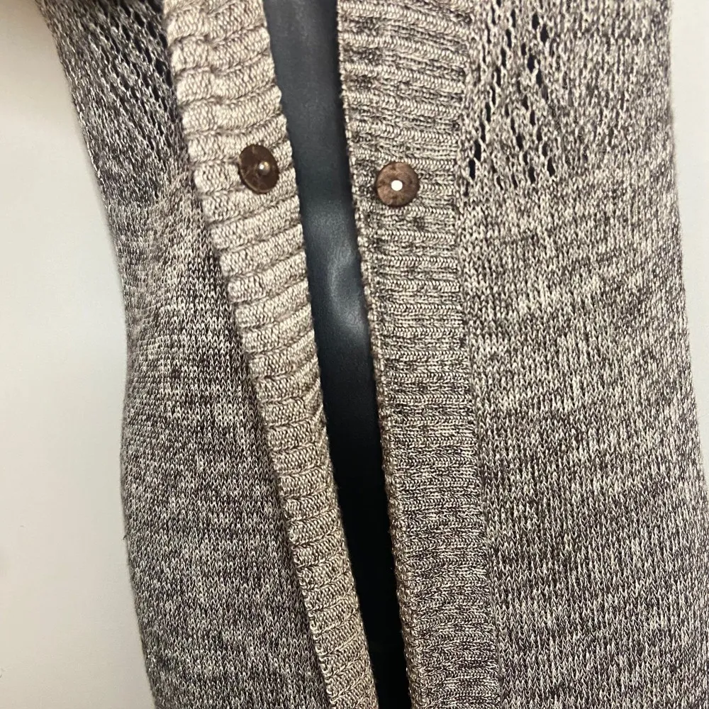 Chicos Tan Crochet V Neck Duster Cardigan Sleeveless Size XS - Image 5