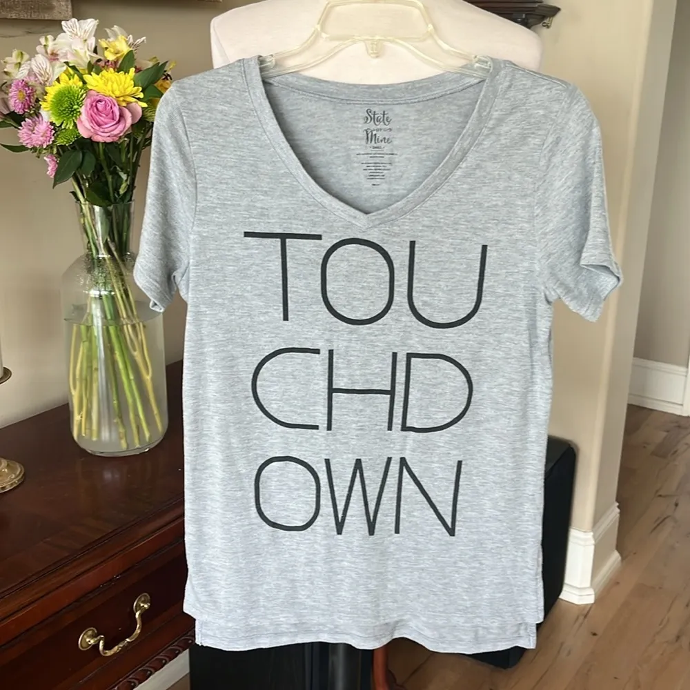 Comfy Touchdown Gray V-Neck Graphic Tee - Image 3