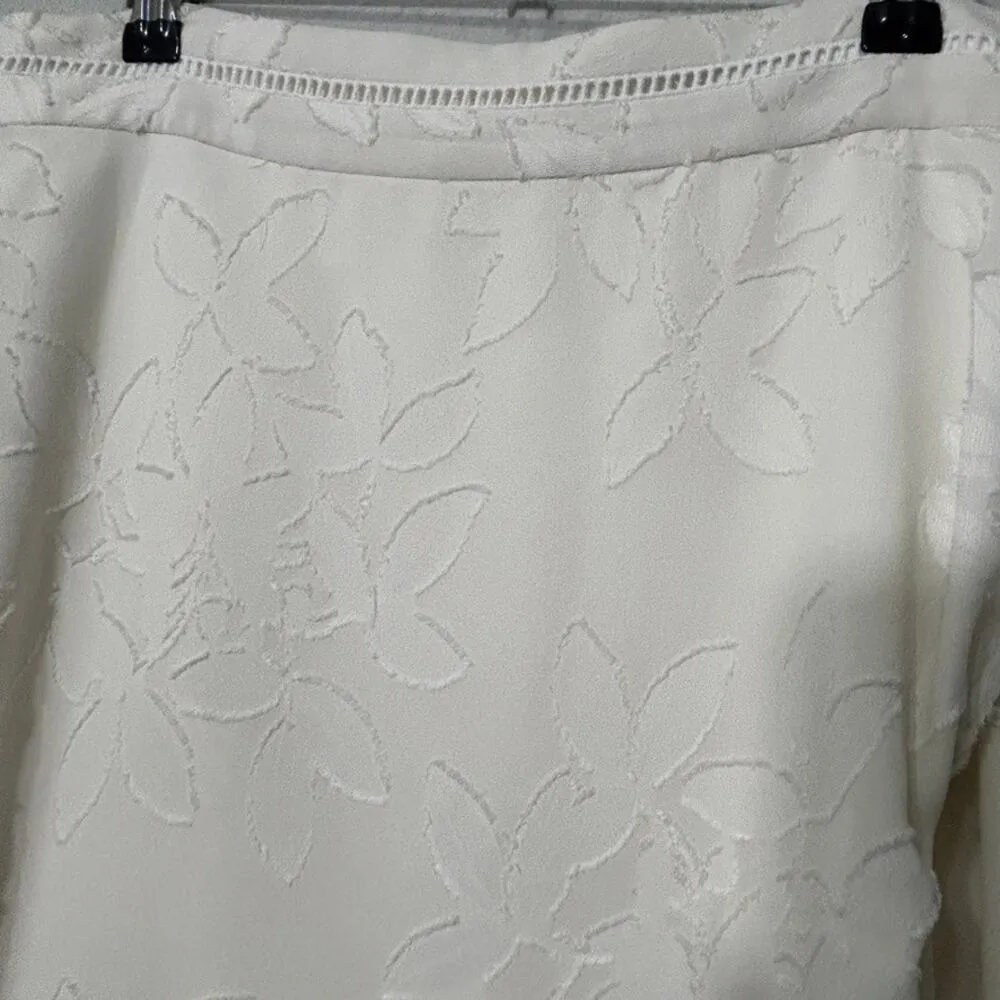 NEW Ann Taylor Applique Soft Ivory Skirt Faux Wrap Lightweight Dainty Size 12 - Image 3