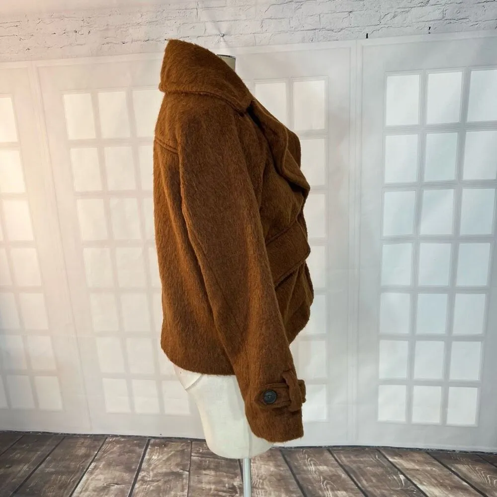 A New Day  Brown Two Button Spread Collar Lined Furry Jacket Size Small - Image 5