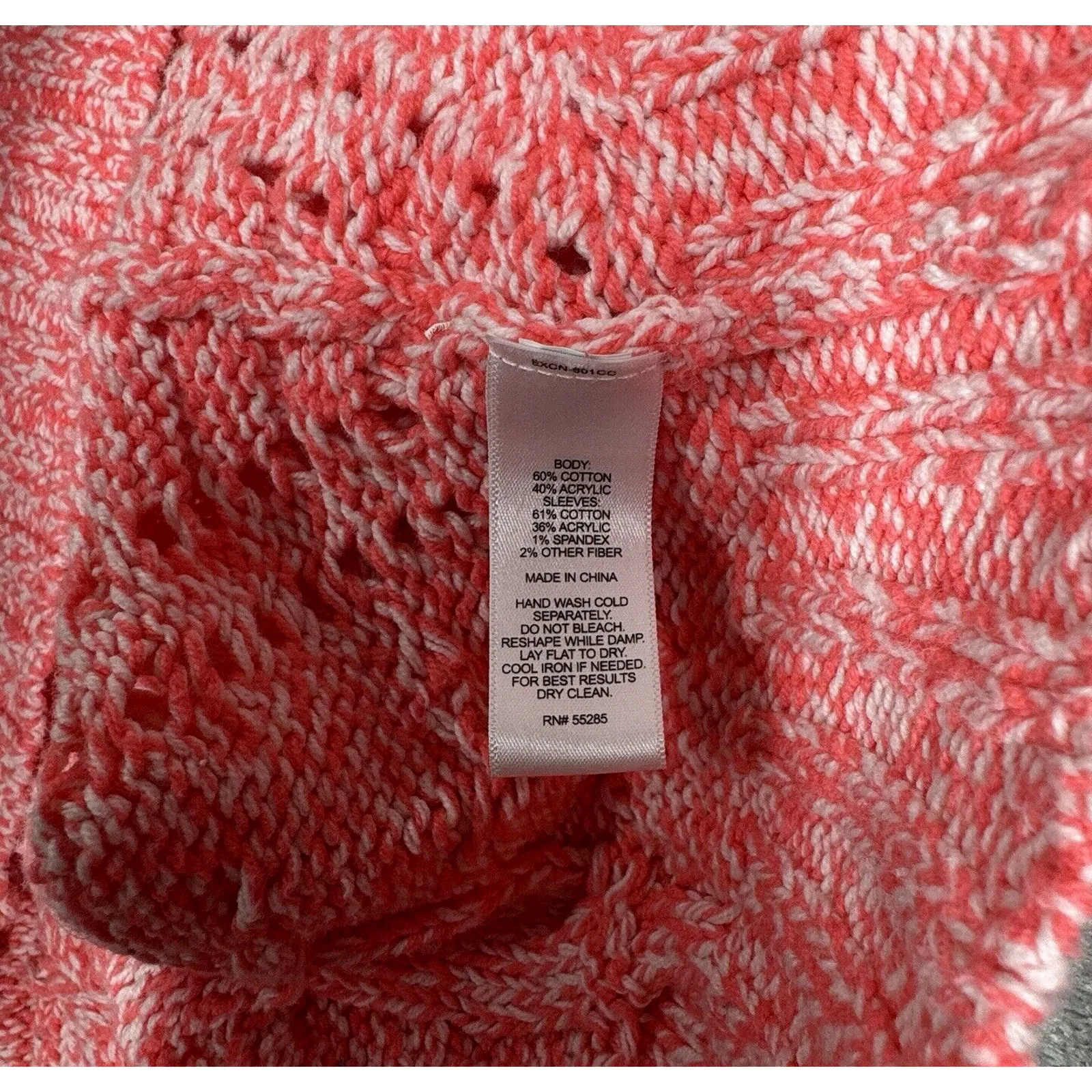 Express‎ Sweater Womens Medium Pink White Marled Chunky Oversized Preppy Comfy - Image 7