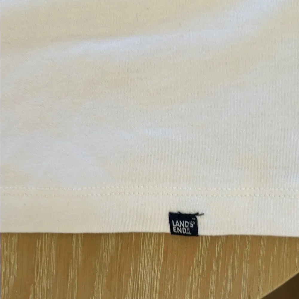 Lands' End 3/4 Sleeve Boat Neck Pima Cotton Tee, White, Size Medium, NWT - Image 5
