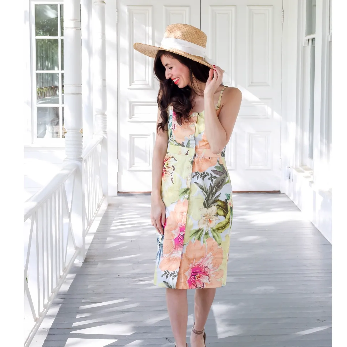 [Farm Rio] Anthropologie Size Large LP Petite Tropical Floral Button Mini Dress - Image 14